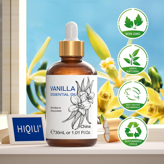 1 Fl Oz Vanilla Essential Oil, Undiluted Natural Strong Fragrance Add in Skin Perfume, Unscented Lotion, Candle Soap Making Scent, Relax at Home with Diffuse Warm Sweet Aroma