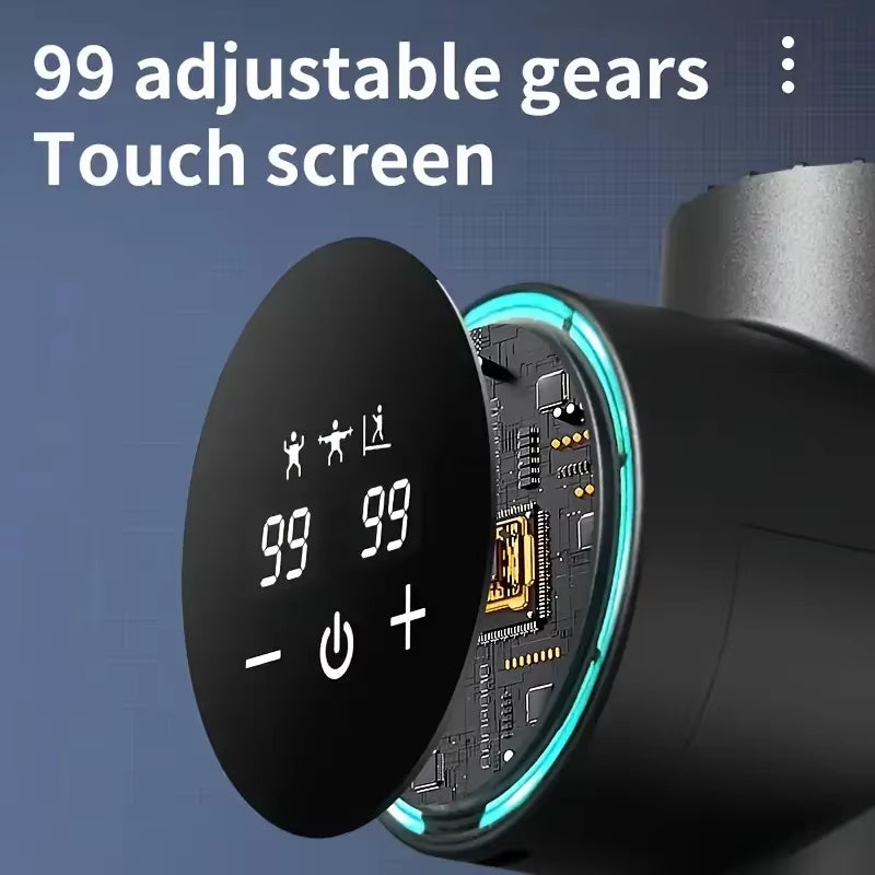 99 Level Intensity Massage Gun LED Display Fascia Deep Muscle Relax Body Massager Electric Fitness Equipment Noise Reduction