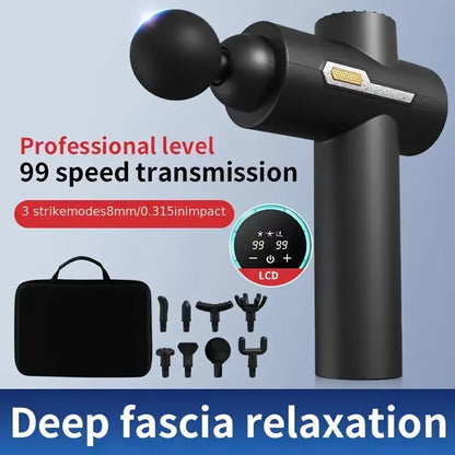 99 Level Intensity Massage Gun LED Display Fascia Deep Muscle Relax Body Massager Electric Fitness Equipment Noise Reduction